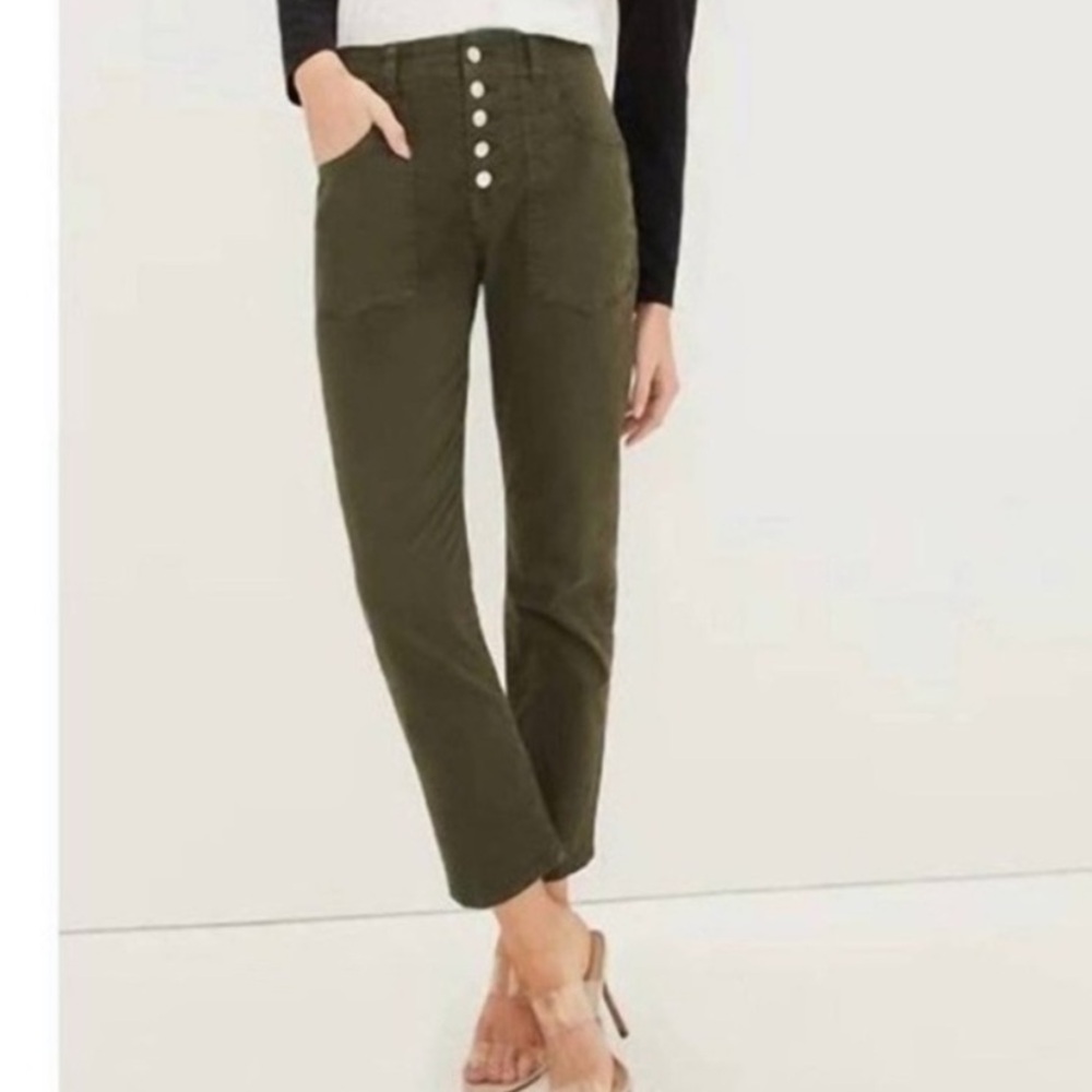 Veronica Beard Arya Straight High Rise Button fly Jeans Green 28 / 6 madeinUSA